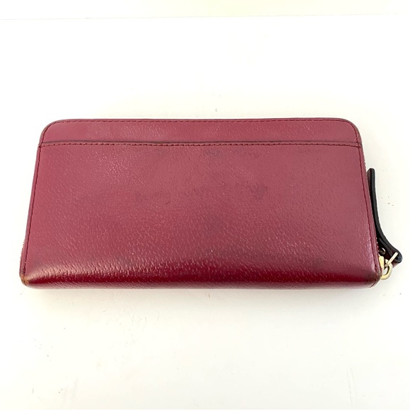 Kate Spade Leather Zip Around Wallet Style S338 Burgundy Wine Gold Hardware - Picture 3 of 13